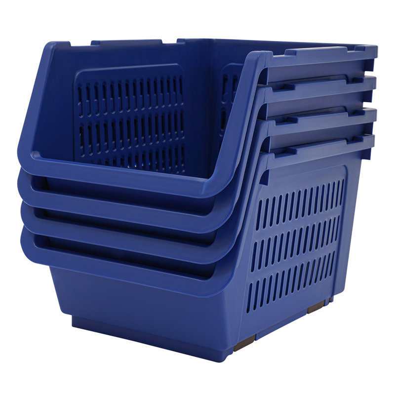Panier de rangement empilable 9,5 "4PCS, Bleu