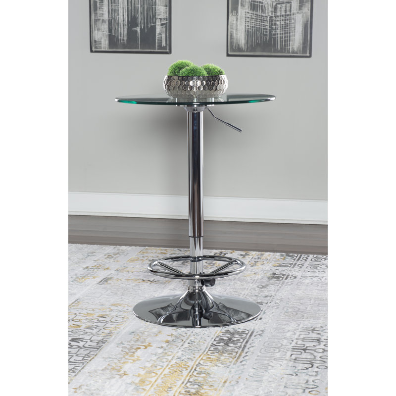 Aishvi 2 - Person Pedestal Dining Set, Chrome, Black