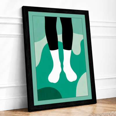 Figure and Teal Ground Modern - Framed Print