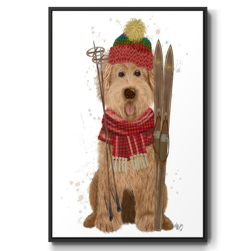 Goldendoodle Ski Dog, reproduction d'art sur toile, Noir, H 25 po x l 17 po x P 1,5 po