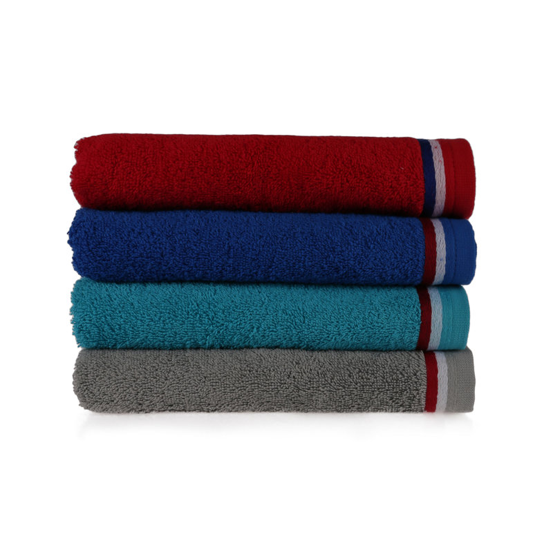 Luxurious Hand Towel Set (4 Pieces), 100% Cotton, 19.7 x 35.4 inches | Ultra-Absorbent 460 GSM | Machine Washable at 104°F | Stylish Red, Grey, Turquoise & Royal Blue Colors | Perfect for Home & Spa Use