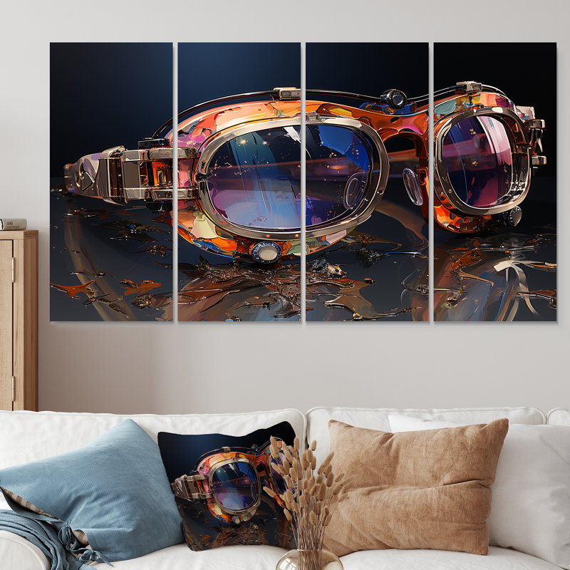 Futuriste élégance lunettes de soleil I - art mural 4 pièces, H 28 po x l 48 po