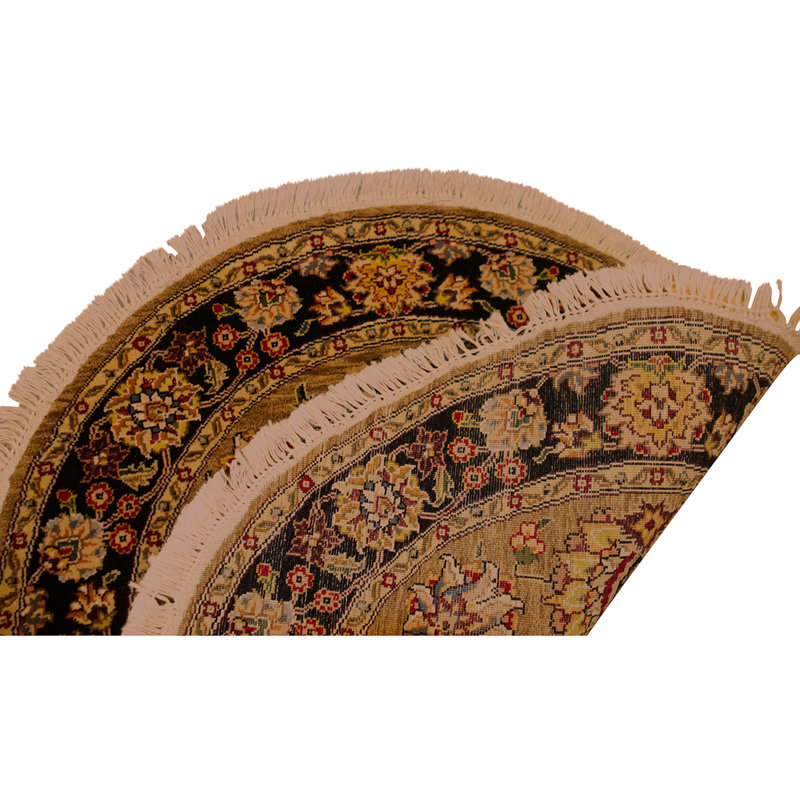High-Quality Hand-Knotted Camel And Black Area Rug