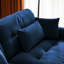 Fauteuil à deux places moderne en velours bleu avec traversin rond, siège moelleux pour la salle de lecture, support de siège profond, options flexibles, éponge à haute résilience confortable, structure