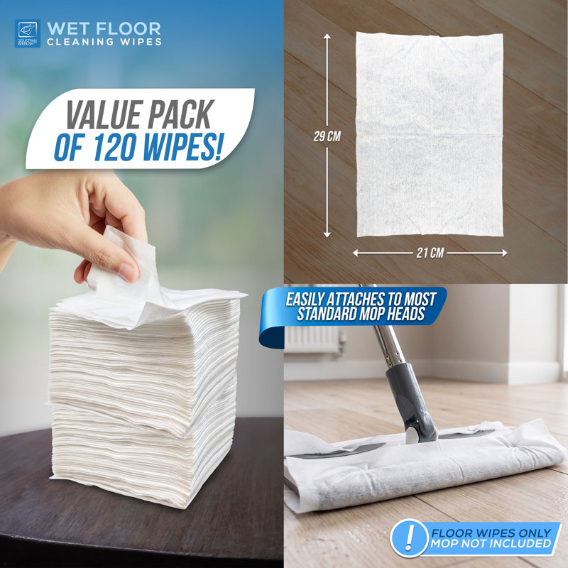 Wet Floor Cleaning Wipes Compatible with Flash Mops- Pack of 120
