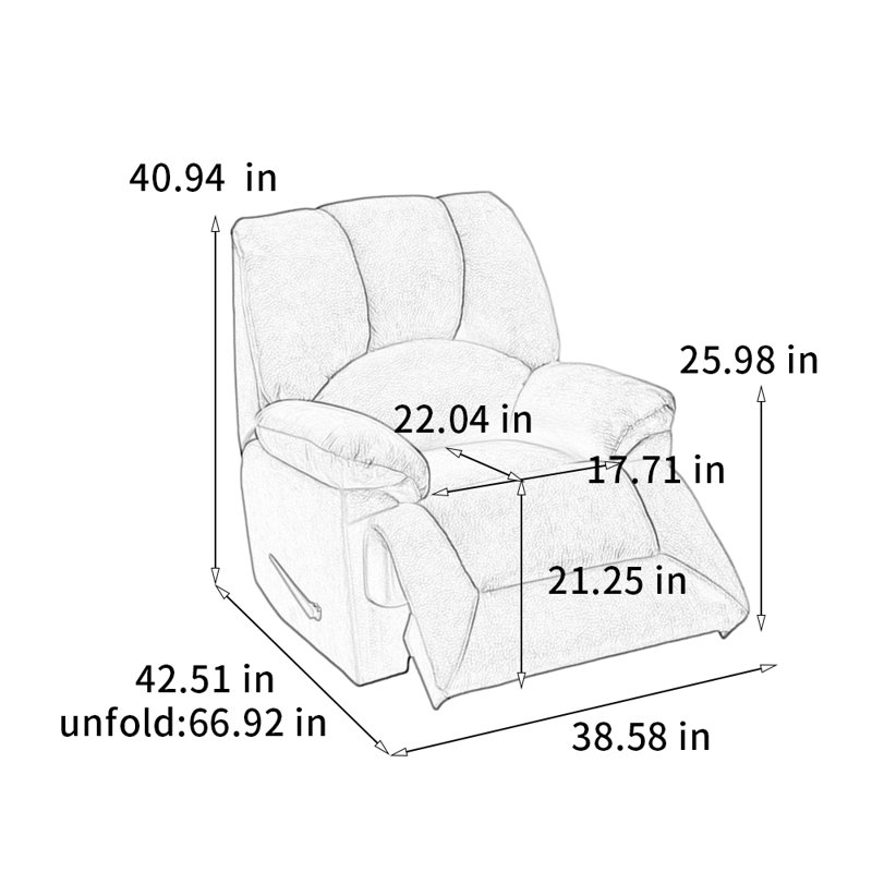 Luxury-Style Wide-armed Reclining Chair, Brown Polyester Blend