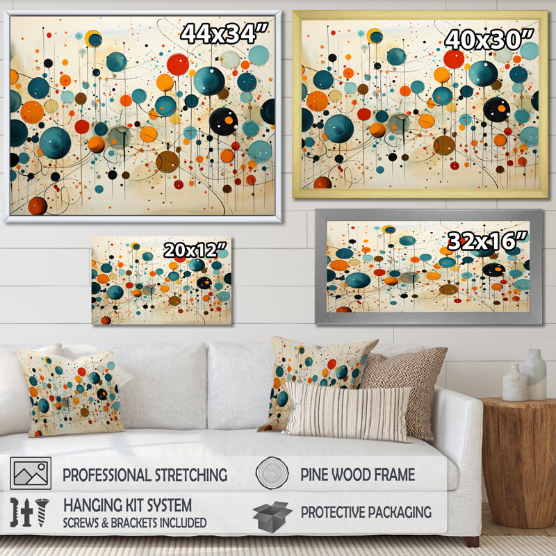 «Green Green Beige Mid Century Abstract Retro IV - Abstract Midcentury Large, art mural», Toile tendue, H 30 po x l 40 po