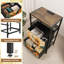 Table de chevet 2 tiroirs avec station de charge, table de chevet pour chambre à coucher avec ports USB, tablette ouverte noire, table de chevet avec paysage désertique boho