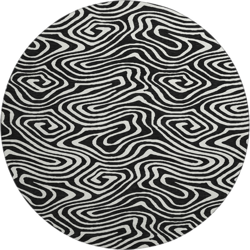 Premium Machine Washable Colmenero AMF1020 Swirls Rug, Round 8'