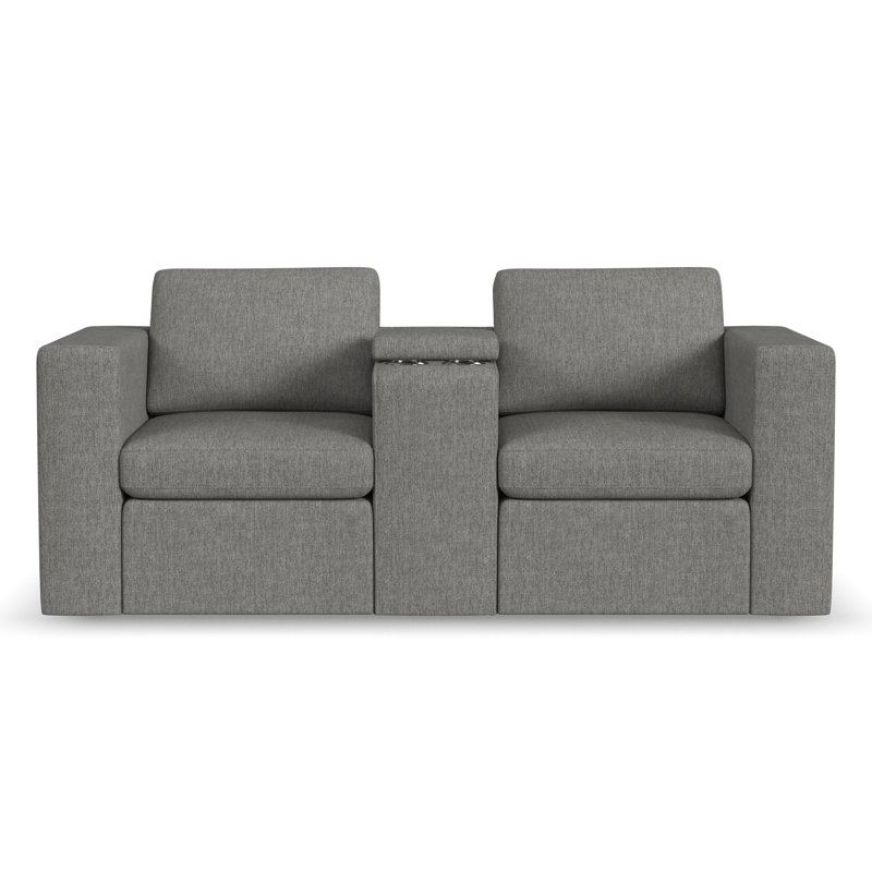 Causeuse modulaire à accoudoirs carrés avec console de rangement 76 po Lockheart, Gris
