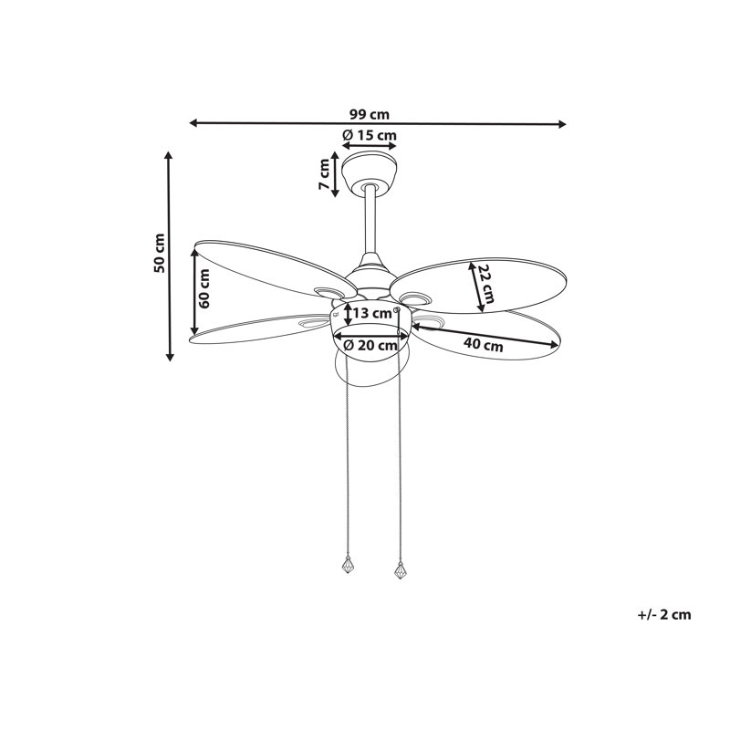 Arval 99cm Ceiling Fan with LED Lights
