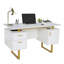 Bureau blanc et doré pour bureau avec tiroirs et rangement-460878524