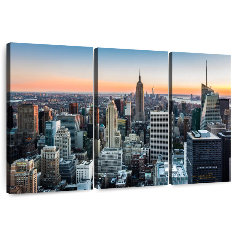 Sireci, New York au coucher du soleil, H 28 po x l 45 po