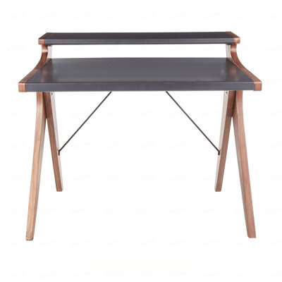 Bureau contemporain en bois de noyer avec plateau en bois gris Archer