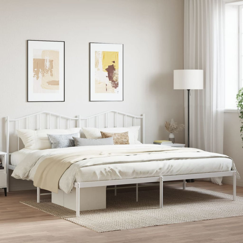 Affton Metal Bed, White, Kingsize (5')
