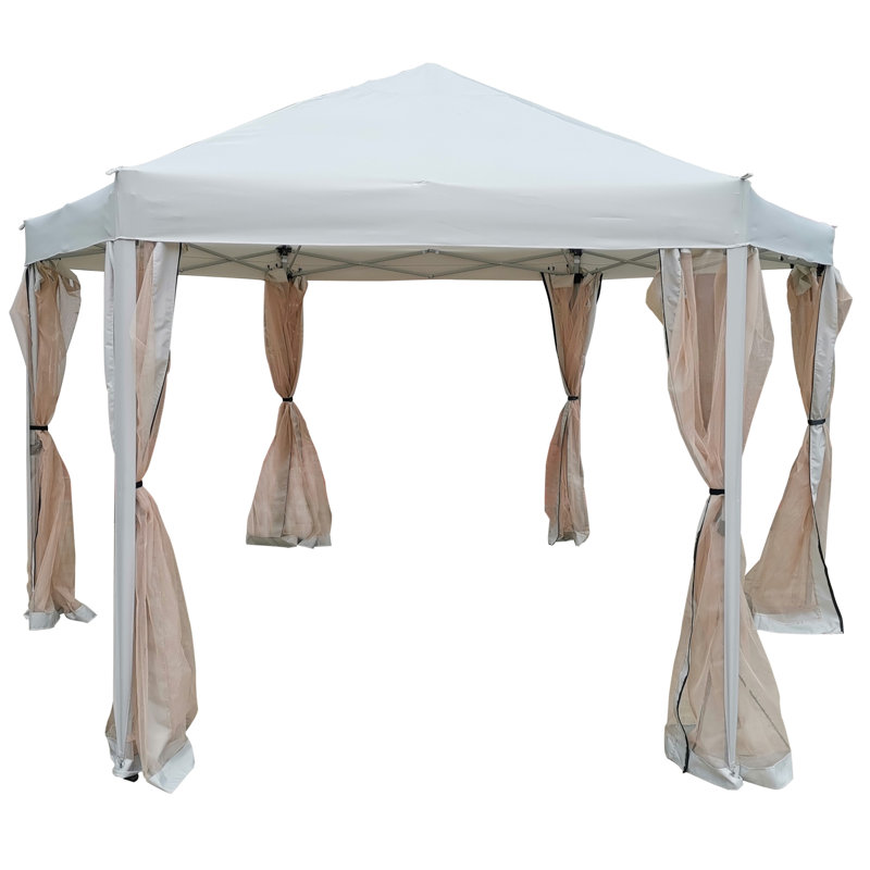 13 Ft. W X 13 Ft. D X 9.2Ft Pop-Up Gazebo Tent Outdoor Canopy Hexagonal Canopies Gazebos & Pergolas 6 Sided For Patio Garden Backyard Sun Shelter BBQ Garden Events With Strong Steel Frame Storage Bag