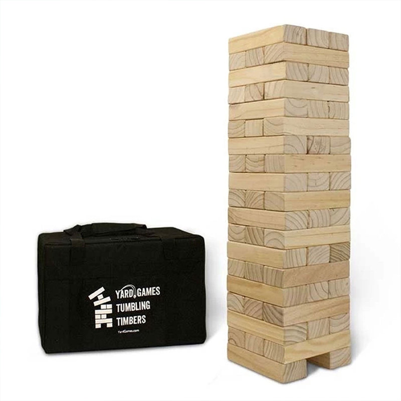 Yard Games Giant Tumbling Timbers Wood Stacking Party Tailgate Backyard Game Indoor Outdoor with Carrying Case, Natural