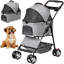 Poussette pour animal de compagnie, poussette pliable pour chien avec 4 roues, panier amovible et porte-gobelet, transporteur pliant pour animal de compagnie