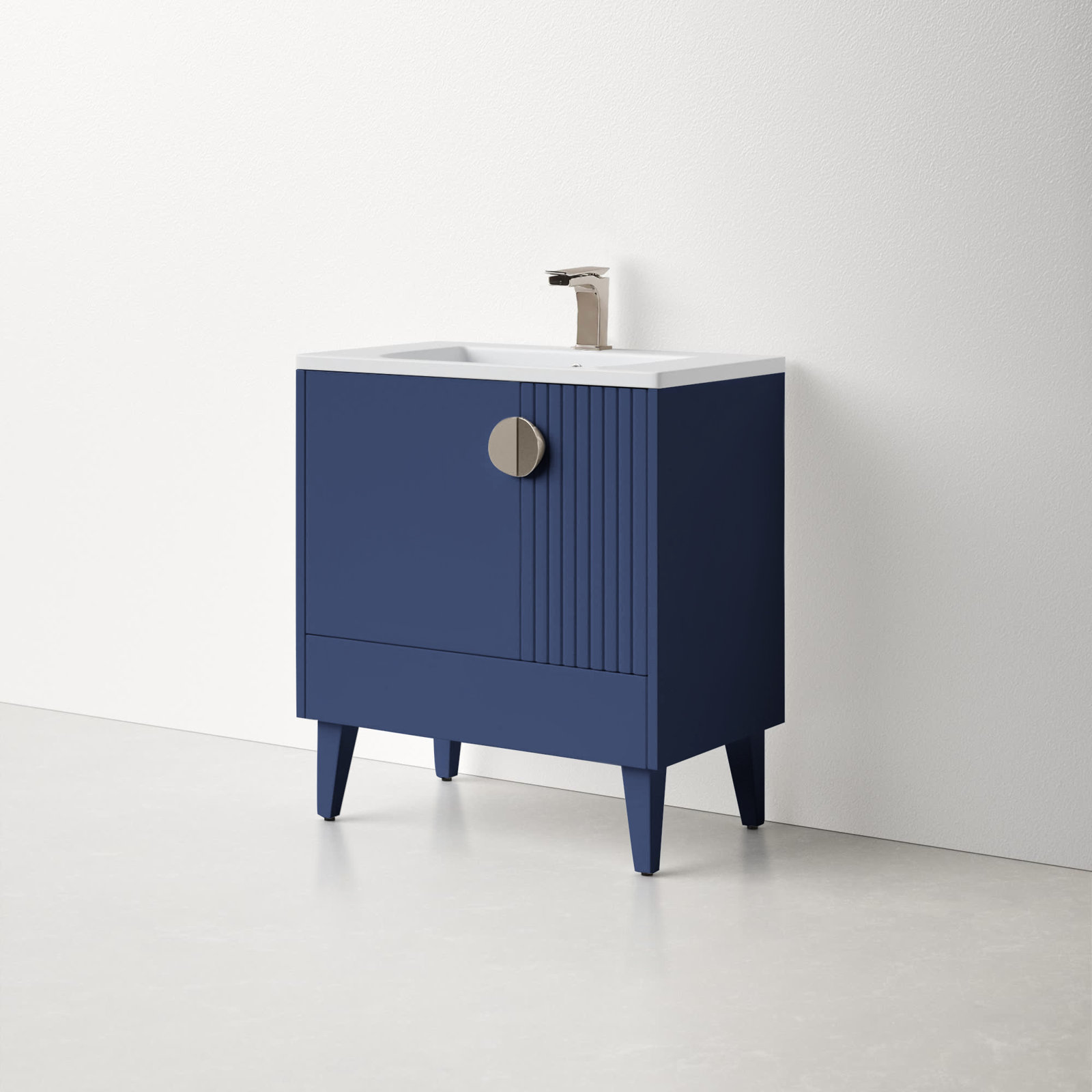 Saimah 30'' Single Bathroom Vanity, Navy Blue, Satin Nickel
