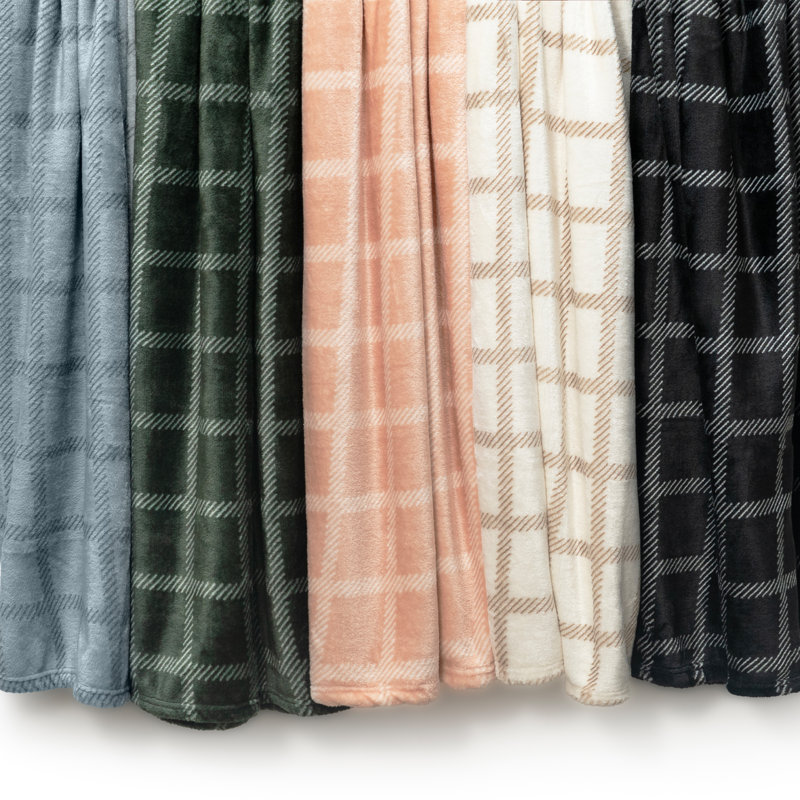 Jeté en molleton - 50 x 60 pouces - Motif de fenêtre moderne Dash - Soft Warmth - Vert, Tissu écossais vert