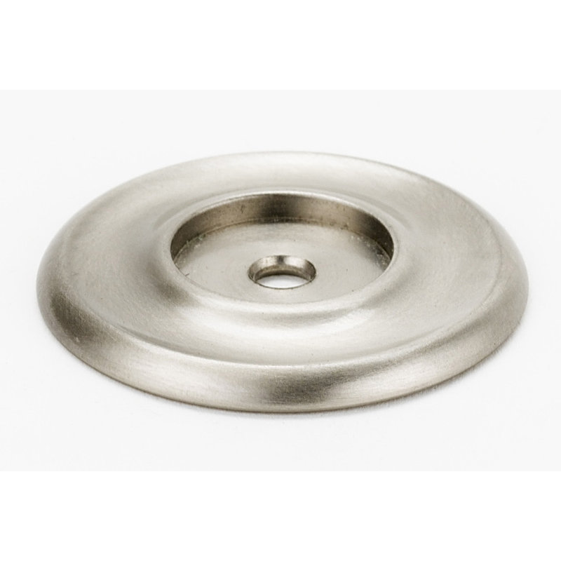 Traditional Metal Knob Backplate, Satin Nickel,  1.25'' H X 1.25'' W X 0.19'' D
