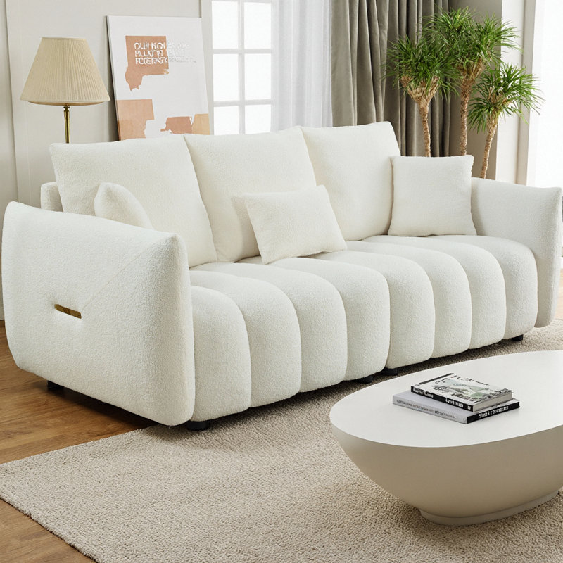 Canapé 79,5 po en tissu de qualité supérieure, canapé 3 places avec structure en bois massif, 3 coussins de dossier et coussins, canapé rembourré surdimensionné pour salon, chambre à coucher, appartement