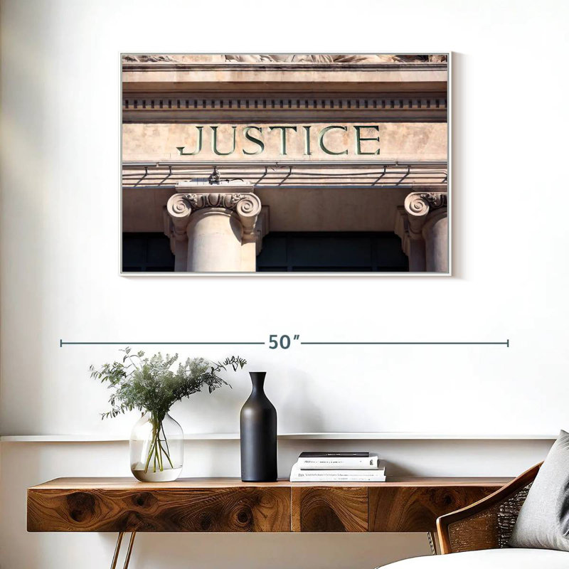 Enseigne de cour de justice, Cadre flottant blanc, 37 po x 25 po