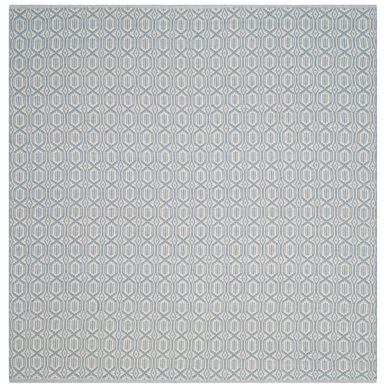 Jodi Geometric Handmade Flatweave Cotton Ivory/Blue Area Rug