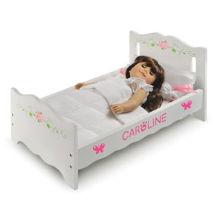 Doll Bed with Bedding and Free Personalization Kit - White Rose
