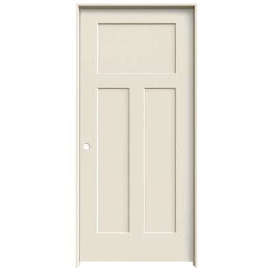 Molded 3-Panel Craftsman Manufactured Wood Primed Prehung Interior Door