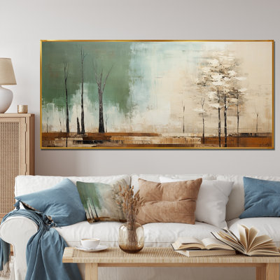 Art encadré tachisme vert, beige et sauvage II