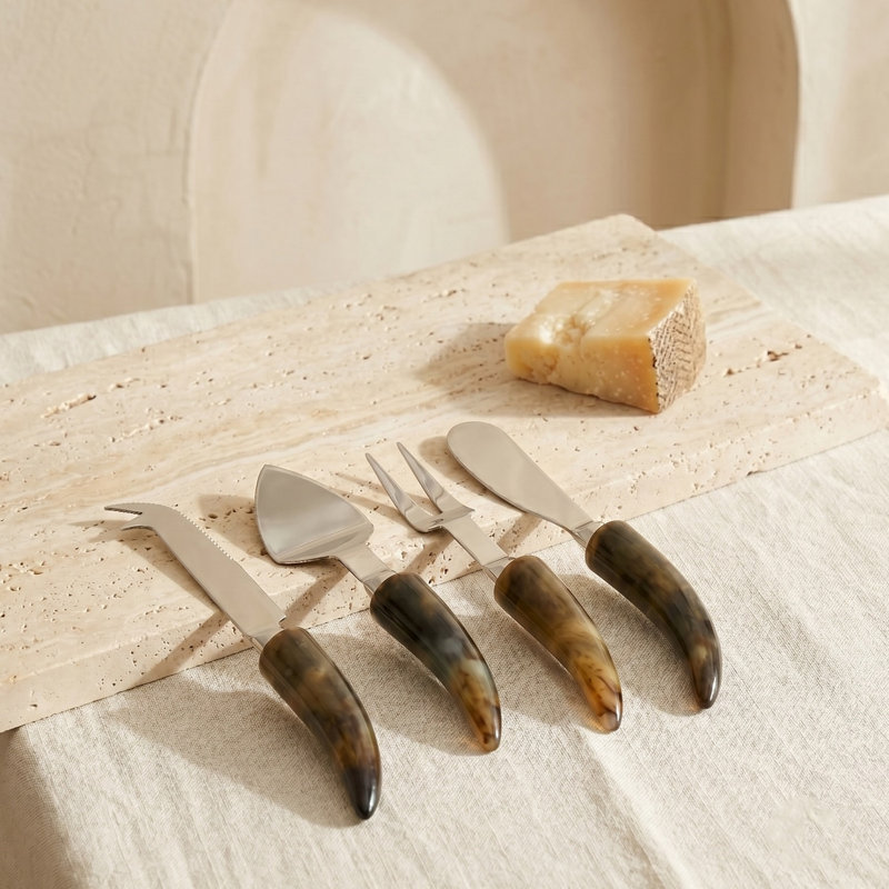 4 Piece Stoneware Cheese Serving Set