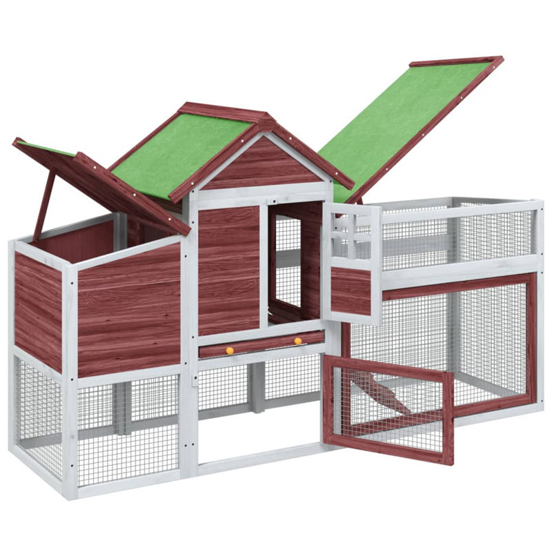 Vinton Chicken Coop with Chicken Run, Mocha/White