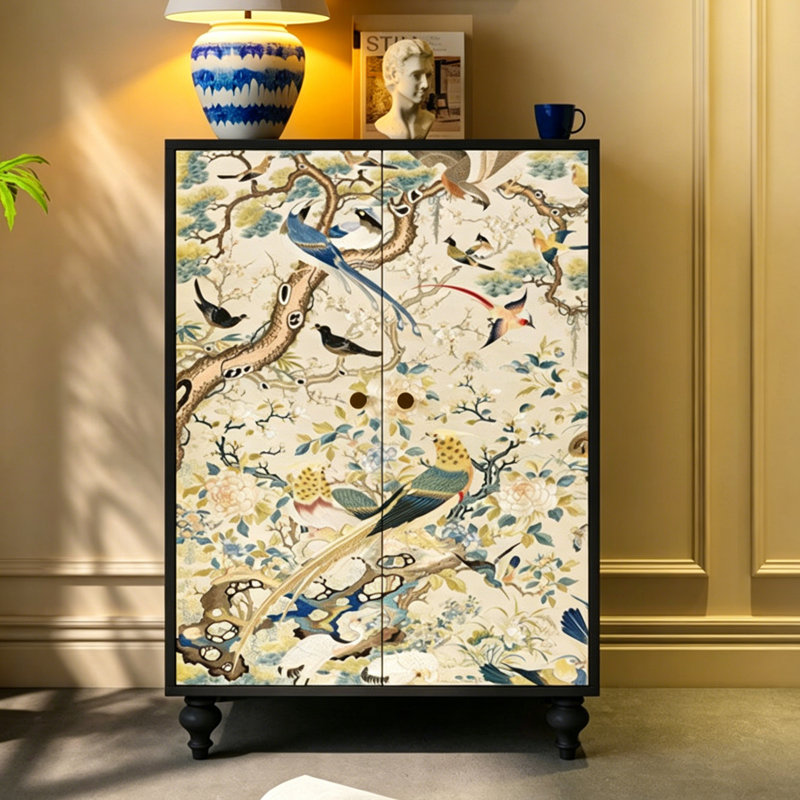 Solid Wood Entryway Storage Decorative Cabinet
