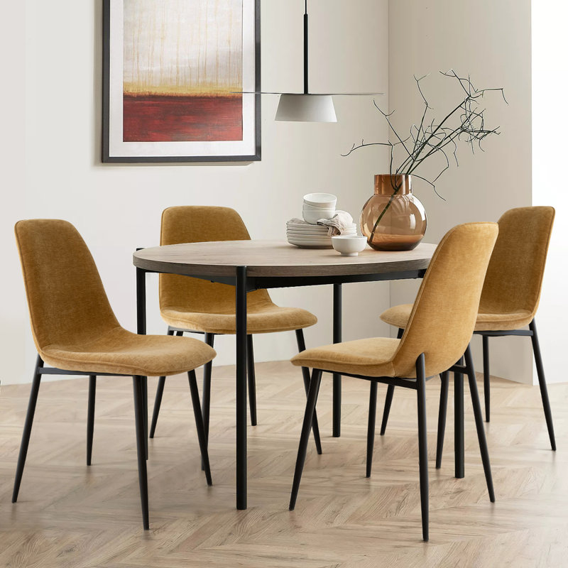 Chaise rembourrée en tissu Sheryl, Doré