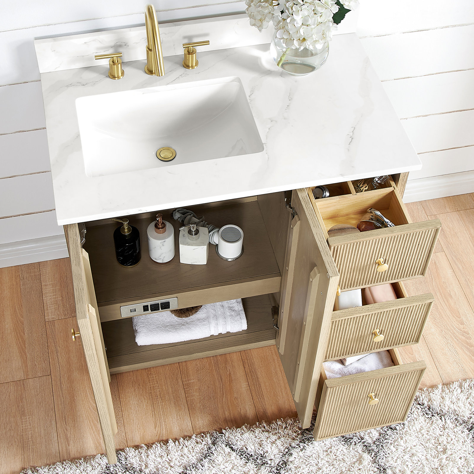 Amella 36'' Single Bathroom Vanity, Natural Oak