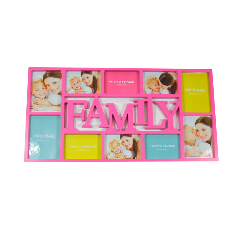 28.75" 'Family' Hanging Rectangular Photo Frame, Pink