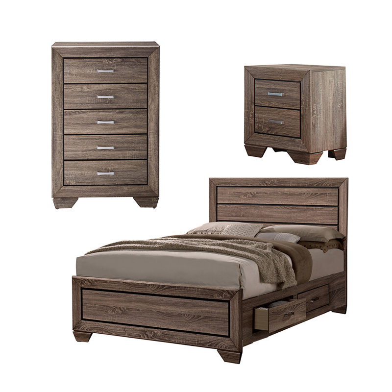 Ensemble de chambre à coucher avec commode 3 pièces Andice, Grand