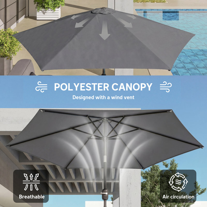 265cm Market Parasol, Grey