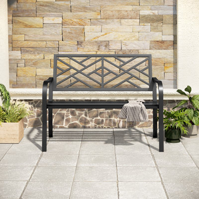 43.7''L Powder Coated Steel Outdoor Bench