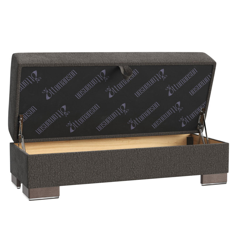 PrimeNest SkyHaven Collection Upholstered Ottoman with Storage, Gray Chenille