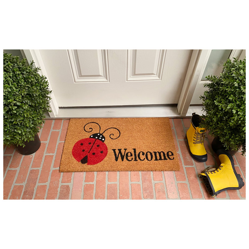Ladybug Welcome Doormat, Rectangle 2' x 3'