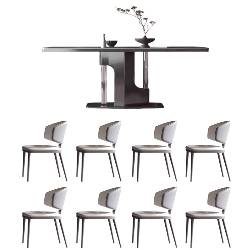 Table et chaise rectangulaire haut de gamme et minimaliste, Noir