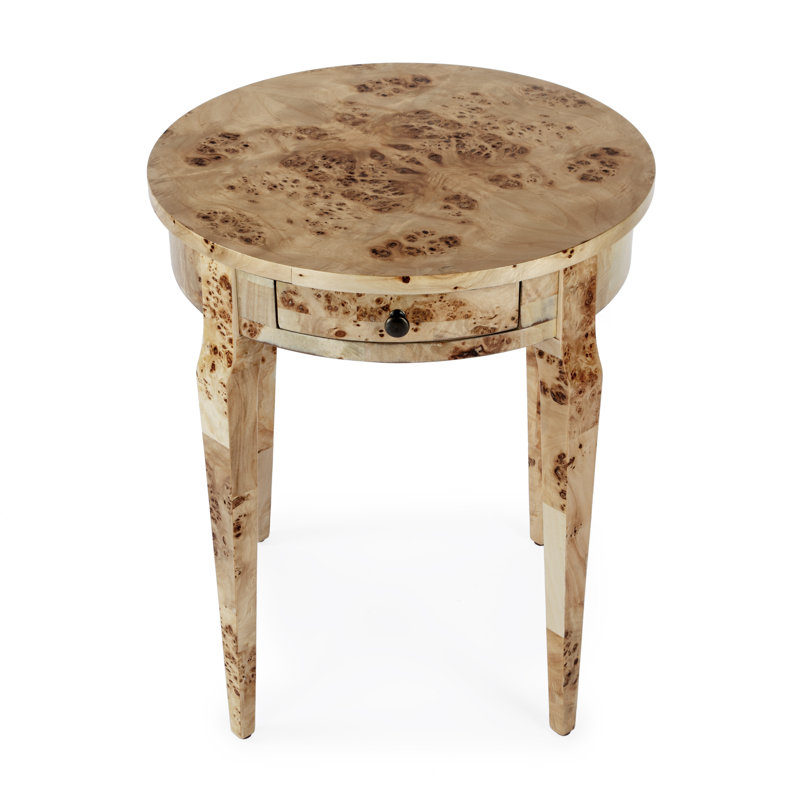 Archer 1 Drawer Burl Side Table, Natural 