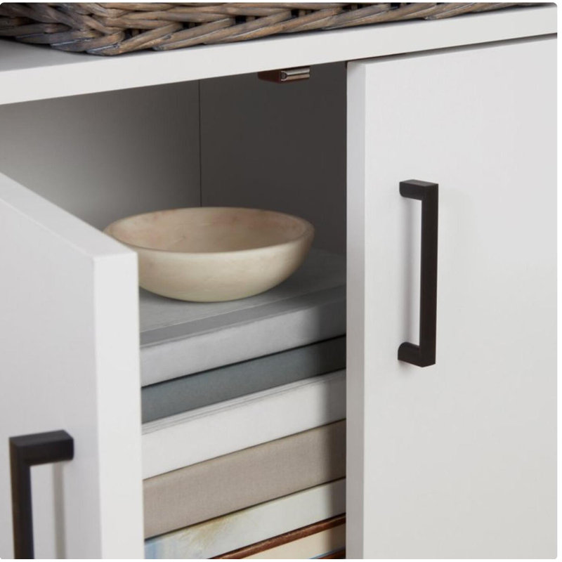 Traditional 5 Shelf Bookcase With Doors, White