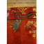 Tapis orange / rouge / rouille en laine taille antique Art Deco