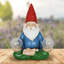 Statue solaire gnome tenant deux boules craquelées