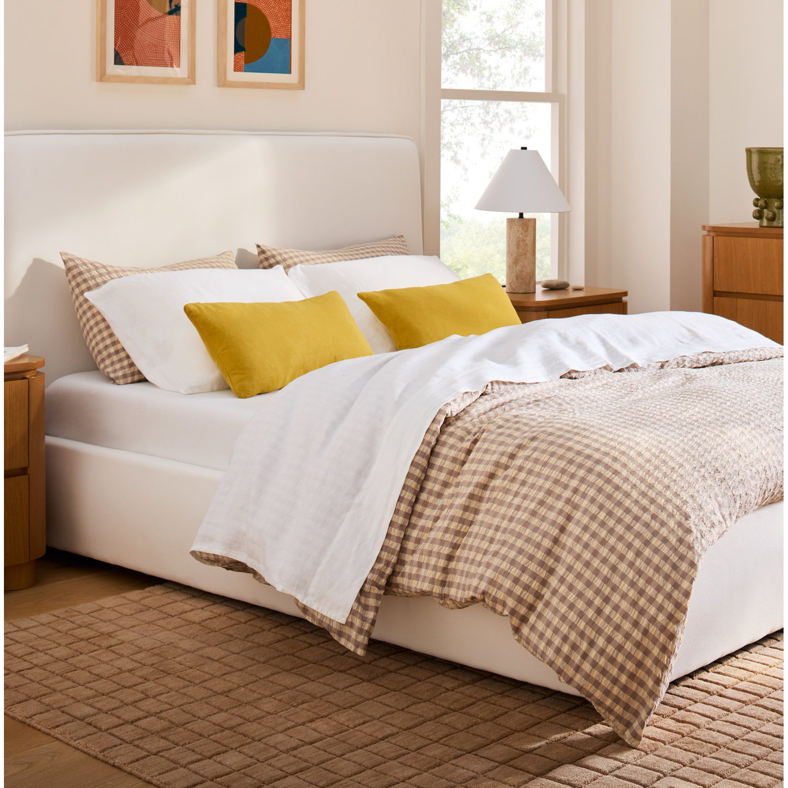 Linen Bamboo-Blend Breathable Luxury Bed Sheet Set, White, Queen Sheet Set + Fitted Sheet + 2 Pillowcases