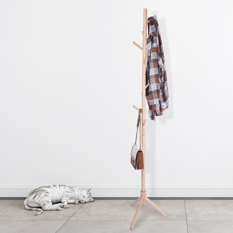 Freestanding 8 - Hook Coat Rack, Burlywood