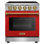 Cuisinière électrique professionnelle de 30 po avec 5 éléments chauffants Kostch, capacité de four à convection de 4,55 pieds cubes, surface de cuisson en verre lisse rouge avec accents bronze
